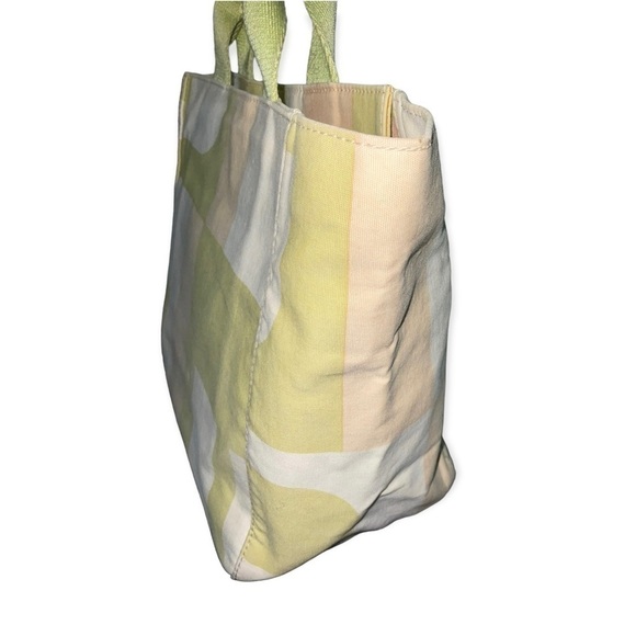 BALLY Canvas Handbag in Cream/Green/Beige Classic Tote - Picture 11 of 16